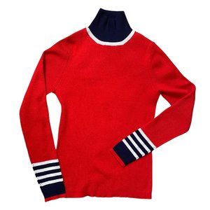 Tory Burch Sport | Red merino wool ribbed turtleneck sweater